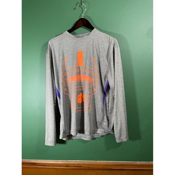 Clemson Tigers Football - Men's Grey Long Sleeve Light Weight Logo T-Shirt - Siz - Picture 1 of 4
